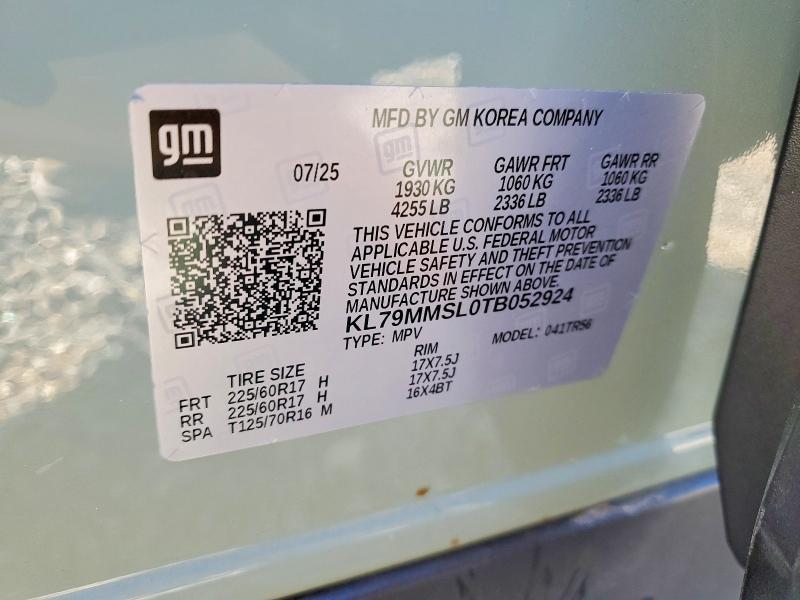 2026 Chevrolet Trailblazer მანქანა იყიდება აუქციონზე, vin: KL79MMSL0TB052924, აუქციონის ნომერი: 67335916