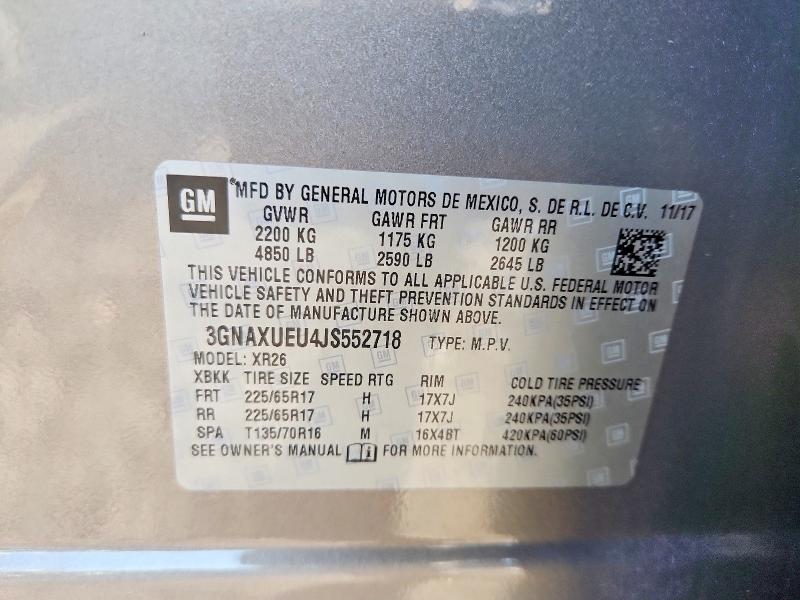 Продажа на аукционе авто 2018 Chevrolet Equinox, vin: 3GNAXUEU4JS552718, номер лота: 66848776