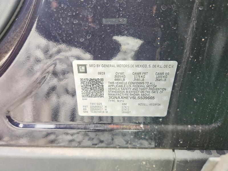 Aukcja sprzedaży 2020 Chevrolet Equinox, vin: 3GNAXHEV6LS539665, numer aukcji: 70069936