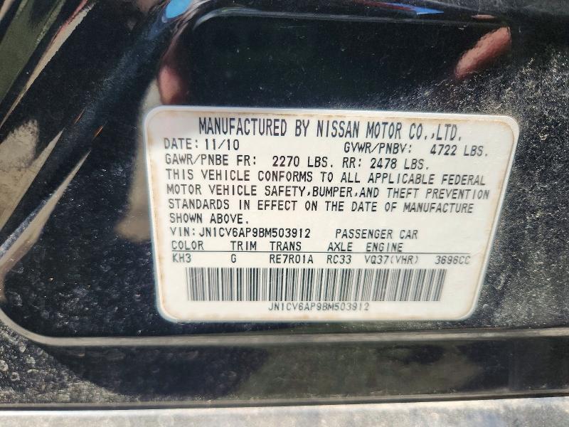 67605546 :رقم المزاد ، JN1CV6AP9BM503912 vin ، 2011 Infiniti G37 Sedan مزاد بيع