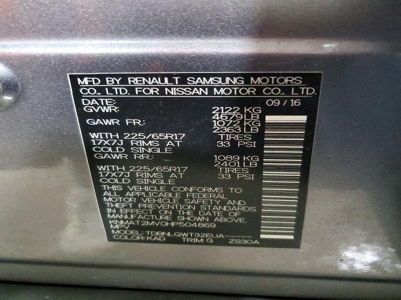 Продаж на аукціоні авто 2017 Nissan Rogue, vin: KNMAT2MV0HP504869, номер лоту: 69217766