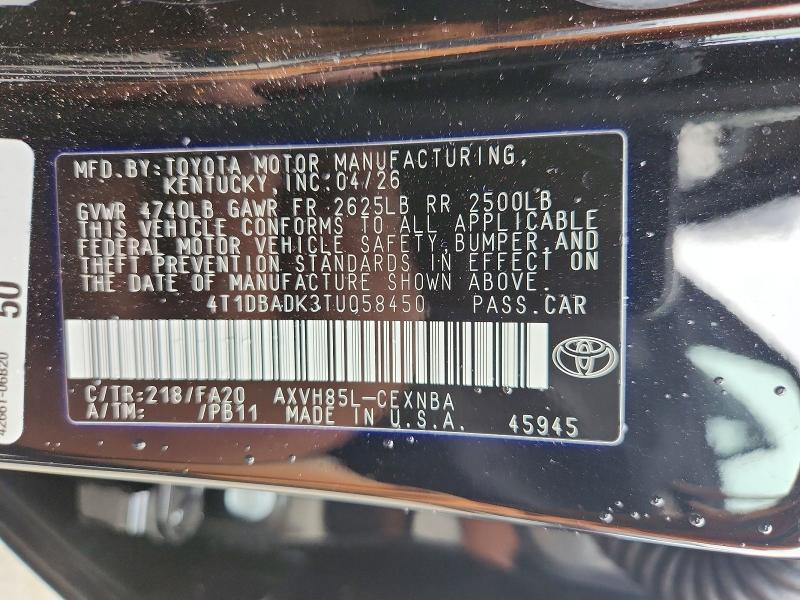 Продажа на аукционе авто 2026 Toyota Camry, vin: 4T1DBADK3TU058450, номер лота: 69849006