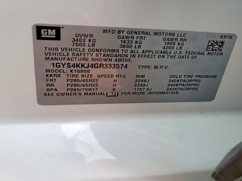 Продаж на аукціоні авто 2016 Cadillac Escalade, vin: 1GYS4KKJ4GR333574, номер лоту: 67913216