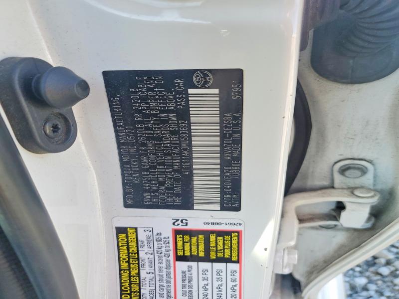 Aukcja sprzedaży 2021 Toyota Camry, vin: 4T1G11AK3MU583692, numer aukcji: 69945716