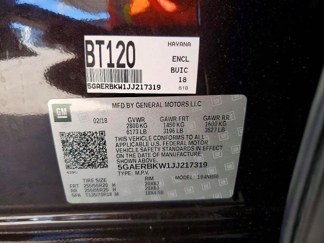 71111206 :رقم المزاد ، 5GAERBKW1JJ217319 vin ، 2018 Buick Enclave مزاد بيع