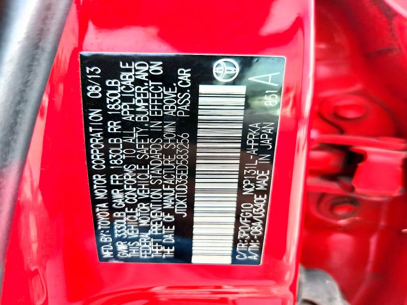 Aukcja sprzedaży 2014 Toyota Yaris, vin: JTDKTUD35ED583256, numer aukcji: 71096626