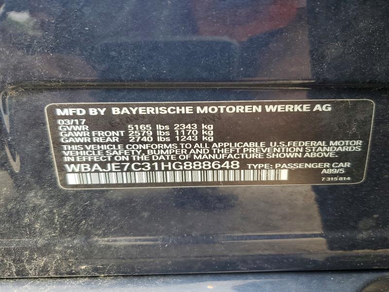 69637476 :رقم المزاد ، WBAJE7C31HG888648 vin ، 2017 Bmw 540 مزاد بيع