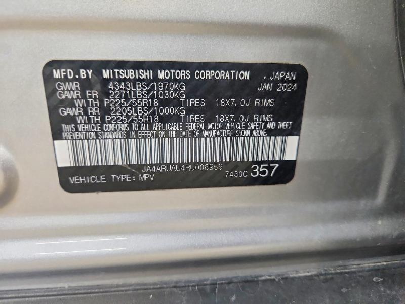 68778136 :رقم المزاد ، JA4ARUAU4RU008959 vin ، 2024 Mitsubishi Outlander Max مزاد بيع