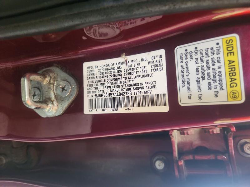 67412926 :رقم المزاد ، 5J6RE3H57AL042783 vin ، 2010 Honda Cr-v مزاد بيع