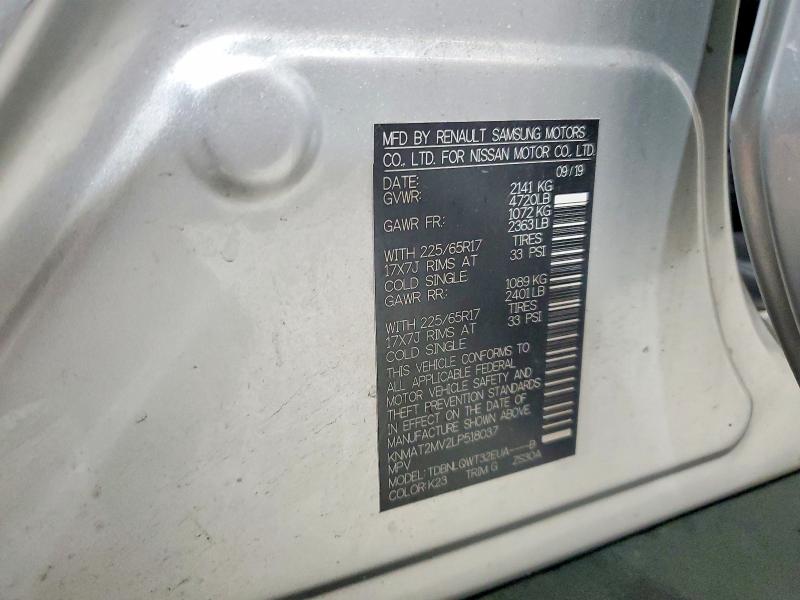 68969336 :رقم المزاد ، KNMAT2MV2LP518037 vin ، 2020 Nissan Rogue مزاد بيع