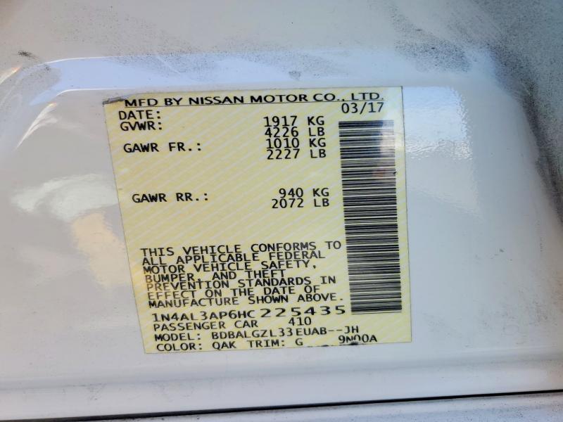 Продажа на аукционе авто 2017 Nissan Altima, vin: 1N4AL3AP6HC225435, номер лота: 68938376