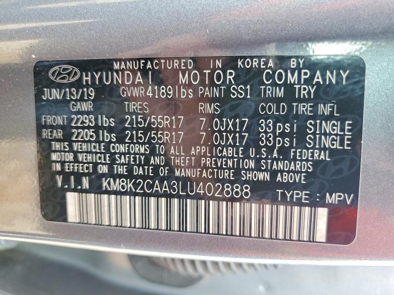 Aukcja sprzedaży 2020 Hyundai Kona, vin: KM8K2CAA3LU402888, numer aukcji: 68569386