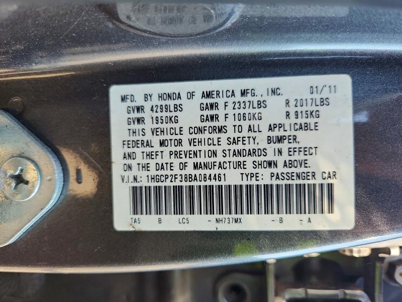 Продаж на аукціоні авто 2011 Honda Accord, vin: 1HGCP2F38BA084461, номер лоту: 67274396