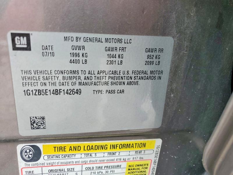 67987566 :رقم المزاد ، 1G1ZB5E14BF142649 vin ، 2011 Chevrolet Malibu مزاد بيع