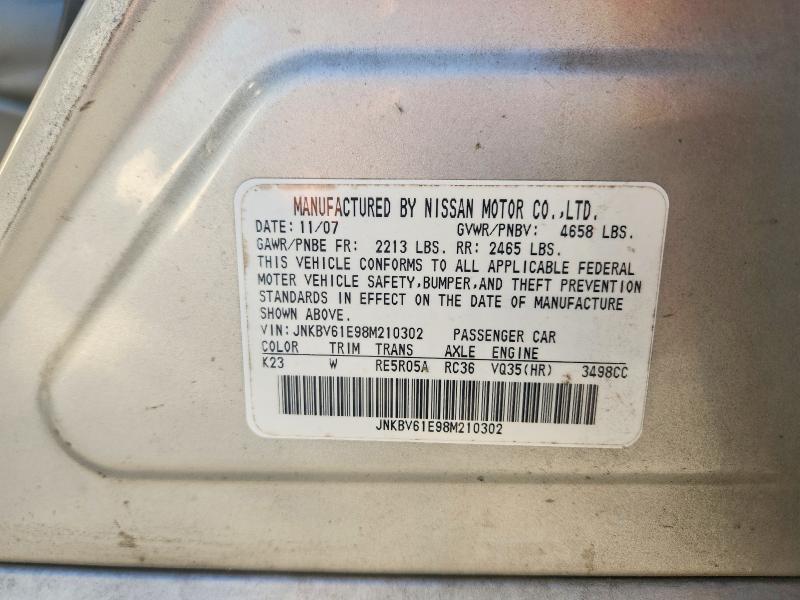 70146626 :رقم المزاد ، JNKBV61E98M210302 vin ، 2008 Infiniti G35 مزاد بيع