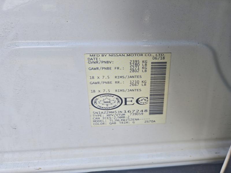 Aukcja sprzedaży 2018 Nissan Murano, vin: 5N1AZ2MH5JN167248, numer aukcji: 70090606