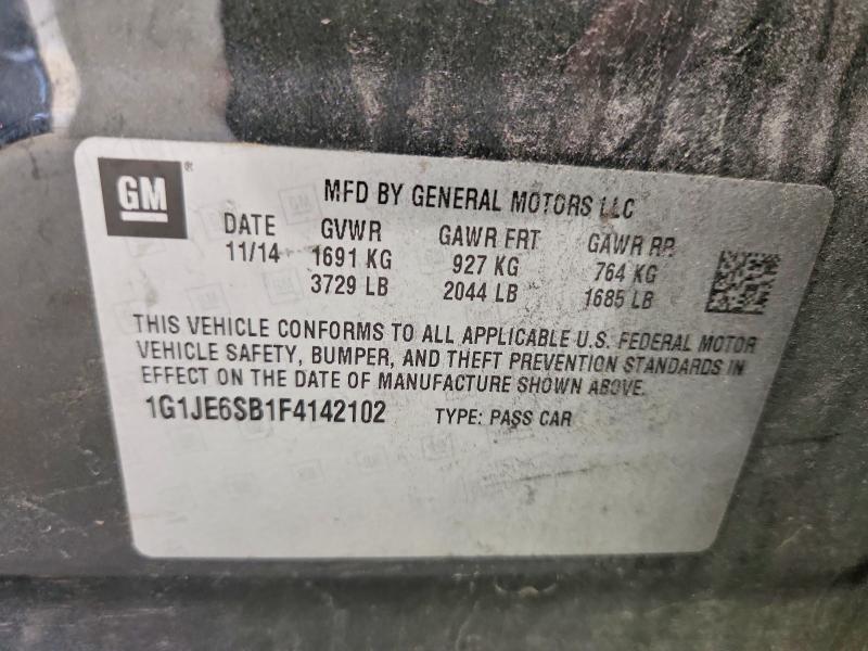 68059846 :رقم المزاد ، 1G1JE6SB1F4142102 vin ، 2015 Chevrolet Sonic مزاد بيع