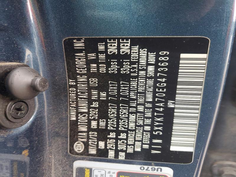 Aukcja sprzedaży 2014 Kia Sorento, vin: 5XYKT4A70EG473689, numer aukcji: 70355926