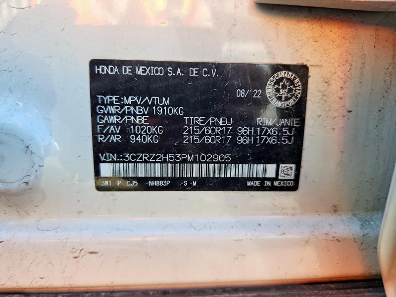 Aukcja sprzedaży 2023 Honda Hr-v, vin: 3CZRZ2H53PM102905, numer aukcji: 70564686