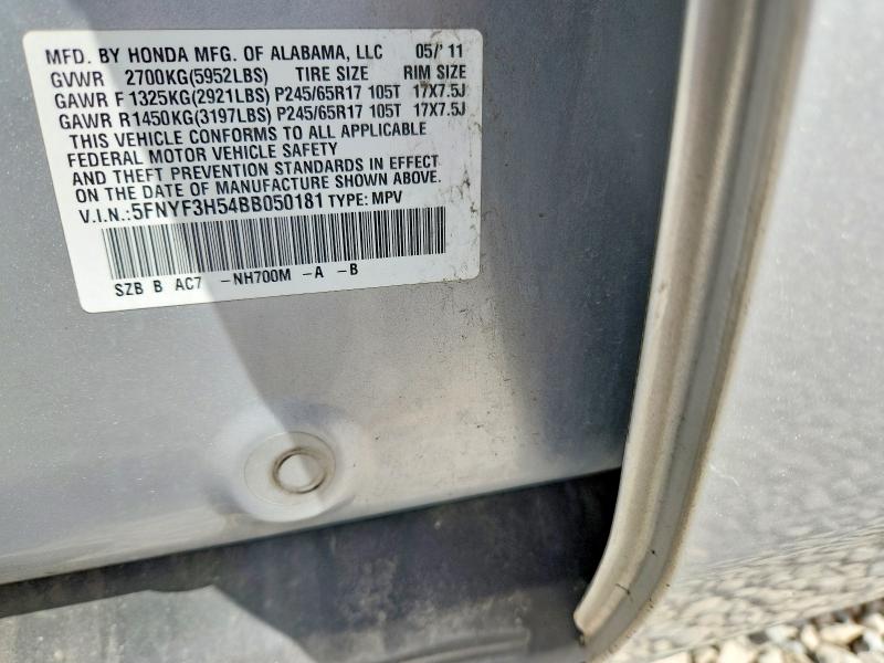 2011 Honda Pilot მანქანა იყიდება აუქციონზე, vin: 5FNYF3H54BB050181, აუქციონის ნომერი: 68714826