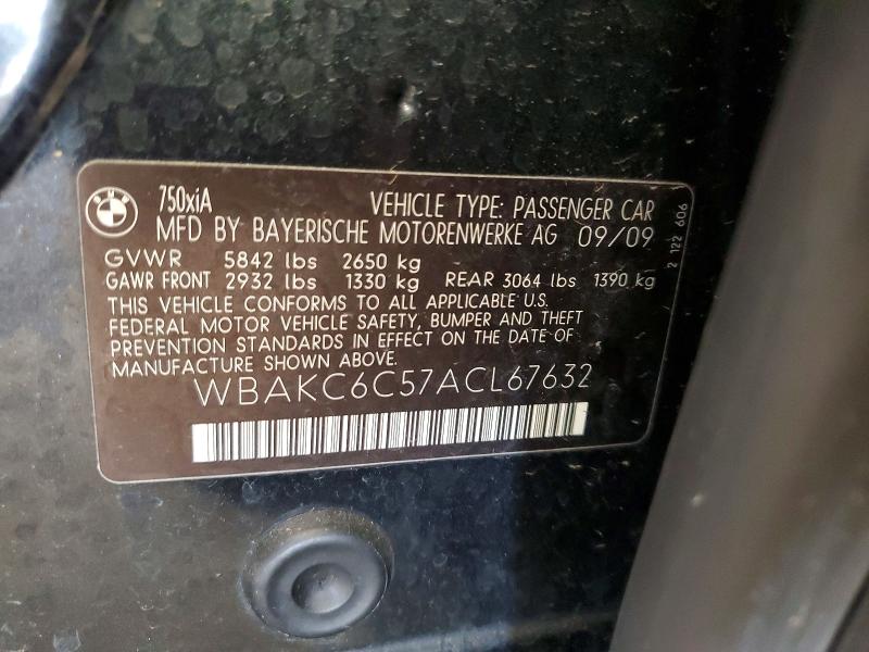 Продаж на аукціоні авто 2010 Bmw 750, vin: WBAKC6C57ACL67632, номер лоту: 68040386