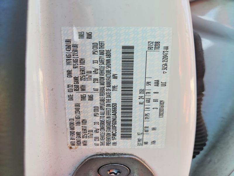 Продажа на аукционе авто 2022 Ford Escape, vin: 1FMCU0F60NUA06650, номер лота: 70307126