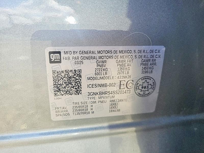 68493966 :رقم المزاد ، 3GNKBHRS4SS201473 vin ، 2025 Chevrolet Blazer مزاد بيع