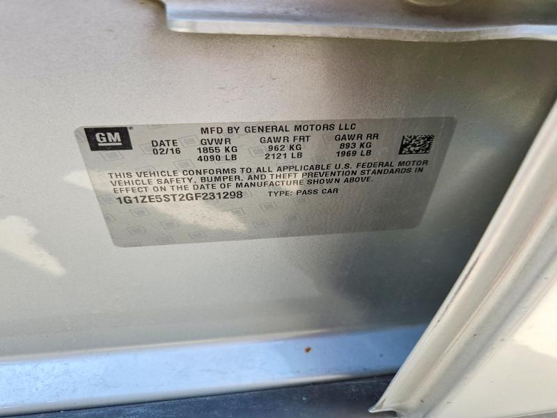 68992506 :رقم المزاد ، 1G1ZE5ST2GF231298 vin ، 2016 Chevrolet Malibu مزاد بيع