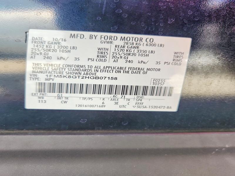 Aukcja sprzedaży 2017 Ford Explorer, vin: 1FM5K8GT2HGB07158, numer aukcji: 68359926