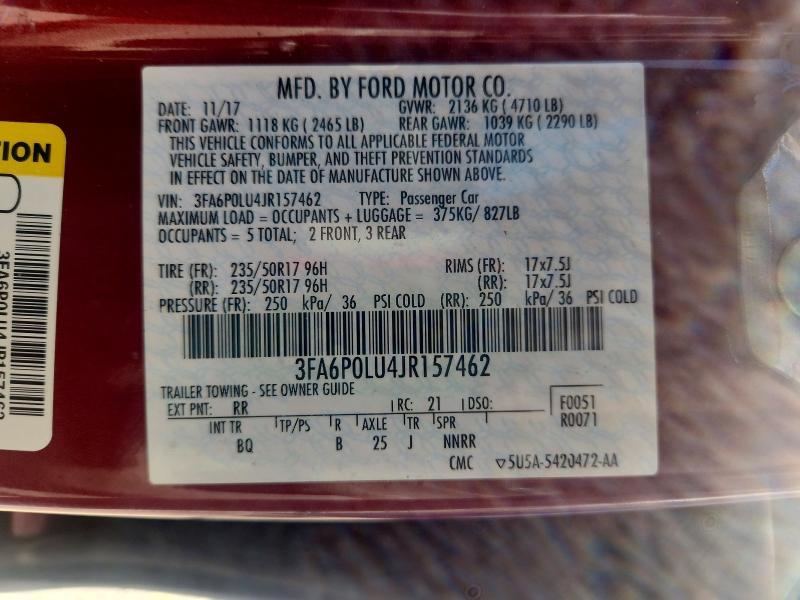 Продажа на аукционе авто 2018 Ford Fusion, vin: 3FA6P0LU4JR157462, номер лота: 69330996