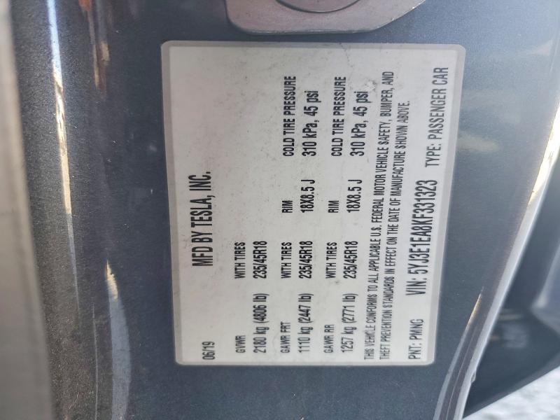 Aukcja sprzedaży 2019 Tesla Model 3, vin: 5YJ3E1EA8KF331323, numer aukcji: 68604946