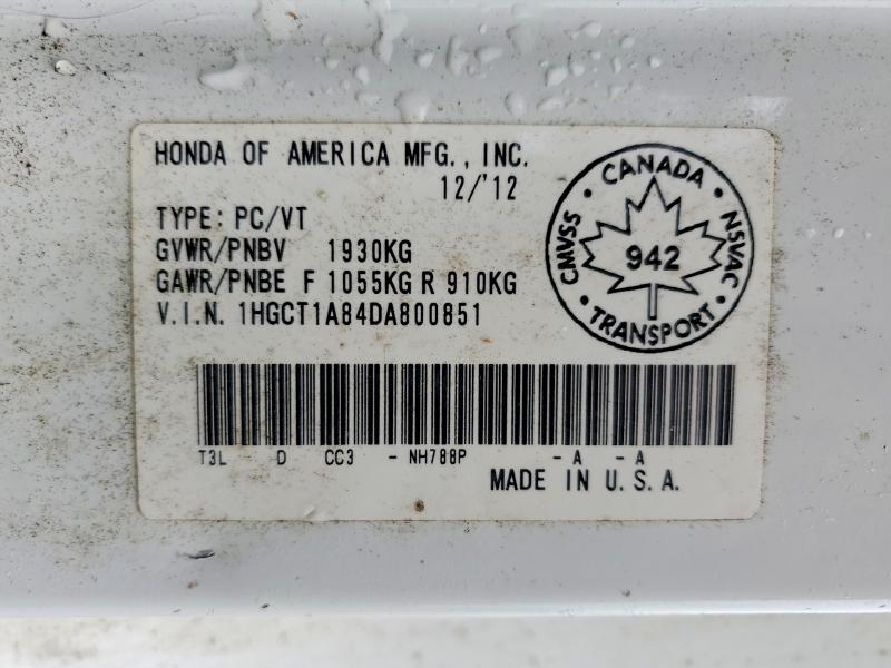 Aukcja sprzedaży 2013 Honda Accord, vin: 1HGCT1A84DA800851, numer aukcji: 68379116