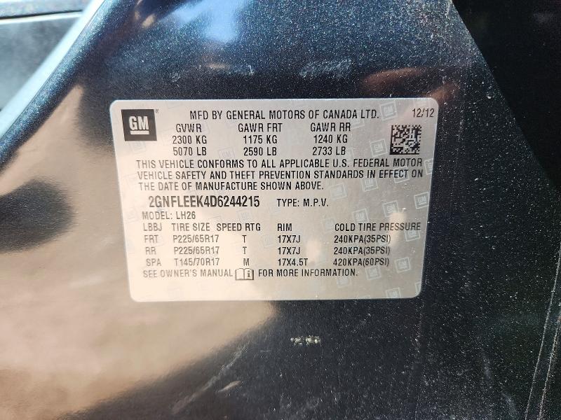 Продаж на аукціоні авто 2013 Chevrolet Equinox, vin: 2GNFLEEK4D6244215, номер лоту: 67719946