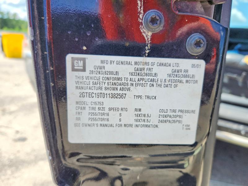 67327146 :رقم المزاد ، 2GTEC19T011382567 vin ، 2001 Gmc New Sierra مزاد بيع