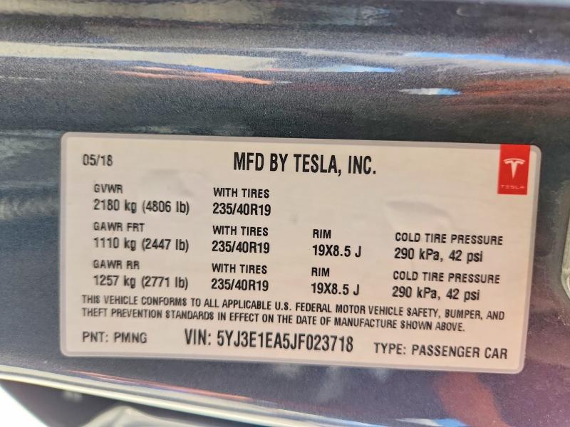 Aukcja sprzedaży 2018 Tesla Model 3, vin: 5YJ3E1EA5JF023718, numer aukcji: 67697006