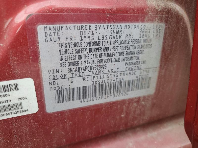 Aukcja sprzedaży 2017 Nissan Sentra, vin: 3N1AB7AP5HY328926, numer aukcji: 68708286
