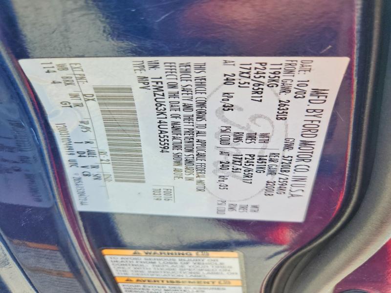 67719156 :رقم المزاد ، 1FMZU63K14UA55594 vin ، 2004 Ford Explorer مزاد بيع