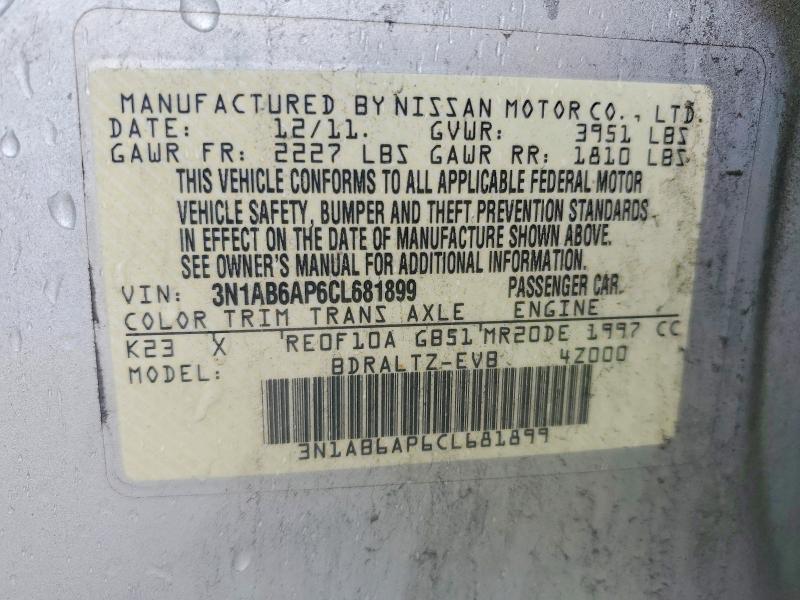 Продажа на аукционе авто 2012 Nissan Sentra, vin: 3N1AB6AP6CL681899, номер лота: 70786116