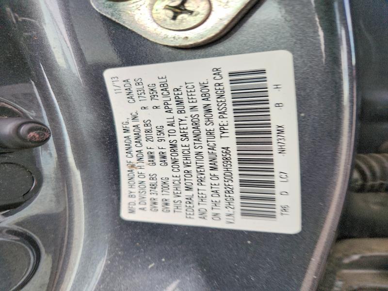 2013 Honda Civic მანქანა იყიდება აუქციონზე, vin: 2HGFB2F50DH598564, აუქციონის ნომერი: 70447486