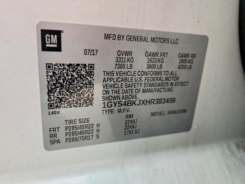 Продажа на аукционе авто 2017 Cadillac Escalade, vin: 1GYS4BKJXHR383459, номер лота: 70044426