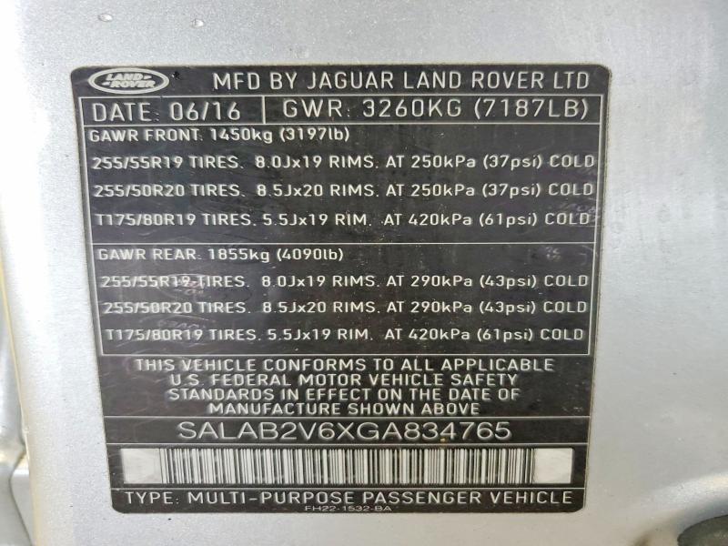 Aukcja sprzedaży 2016 Land Rover Lr4, vin: SALAB2V6XGA834765, numer aukcji: 71032336