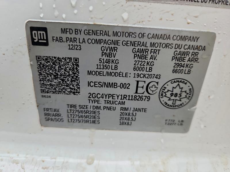 2024 Chevrolet Silverado მანქანა იყიდება აუქციონზე, vin: 2GC4YPEY1R1182679, აუქციონის ნომერი: 68027566