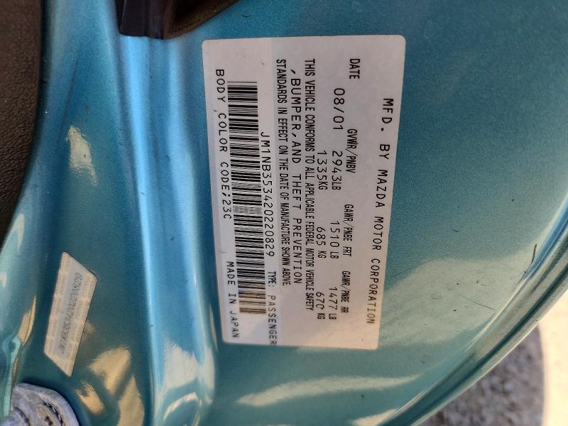 Aukcja sprzedaży 2002 Mazda Mx-5 Miata, vin: JM1NB353420220829, numer aukcji: 68936426