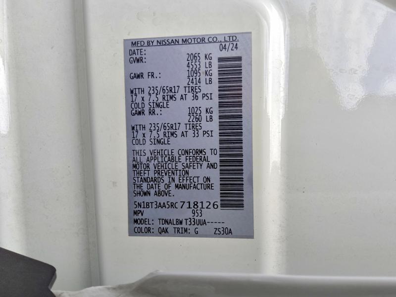 2024 Nissan Rogue მანქანა იყიდება აუქციონზე, vin: 5N1BT3AA5RC718126, აუქციონის ნომერი: 68204326