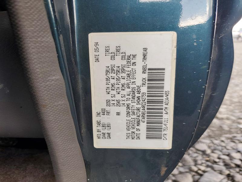 1994 Toyota Pickup მანქანა იყიდება აუქციონზე, vin: 4TARN81A4RZ242759, აუქციონის ნომერი: 70741886