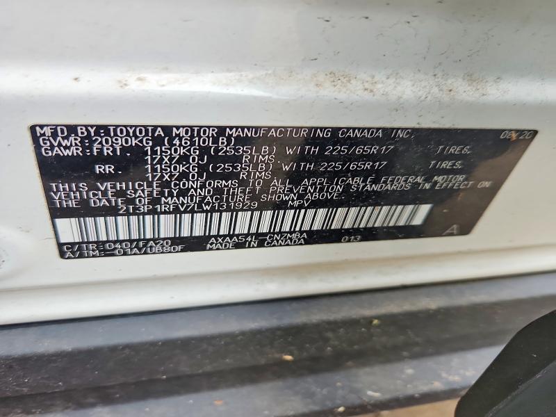 Продаж на аукціоні авто 2020 Toyota Rav4, vin: 2T3P1RFV7LW131929, номер лоту: 71153346