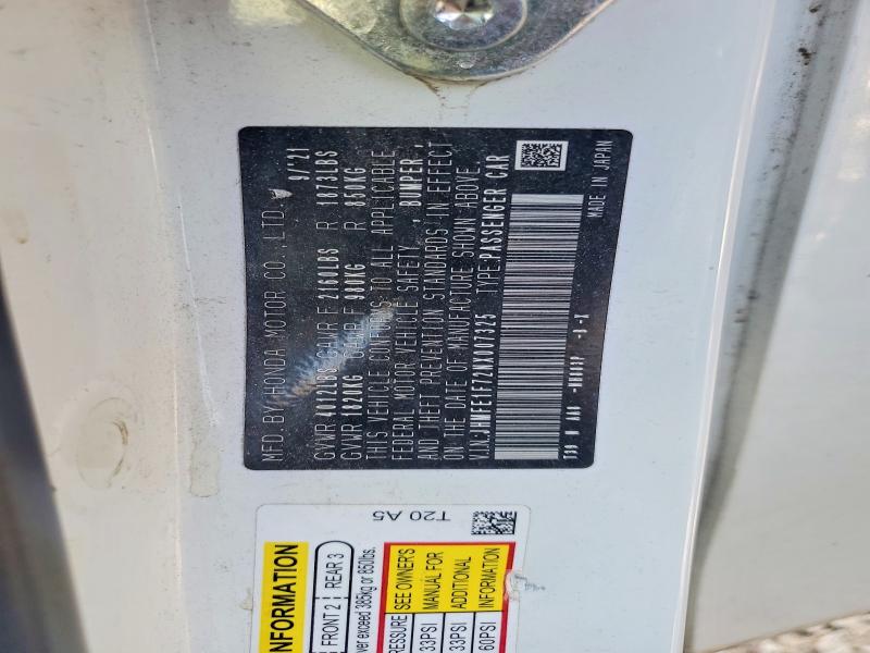 68405396 :رقم المزاد ، JHMFE1F72NX007325 vin ، 2022 Honda Civic مزاد بيع
