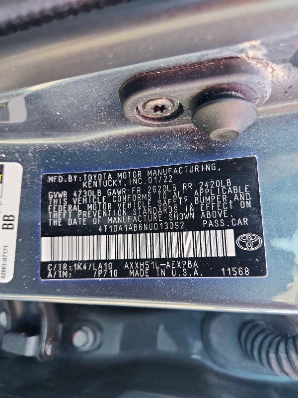 Продажа на аукционе авто 2022 Toyota Avalon, vin: 4T1DA1AB6NU013092, номер лота: 68642596