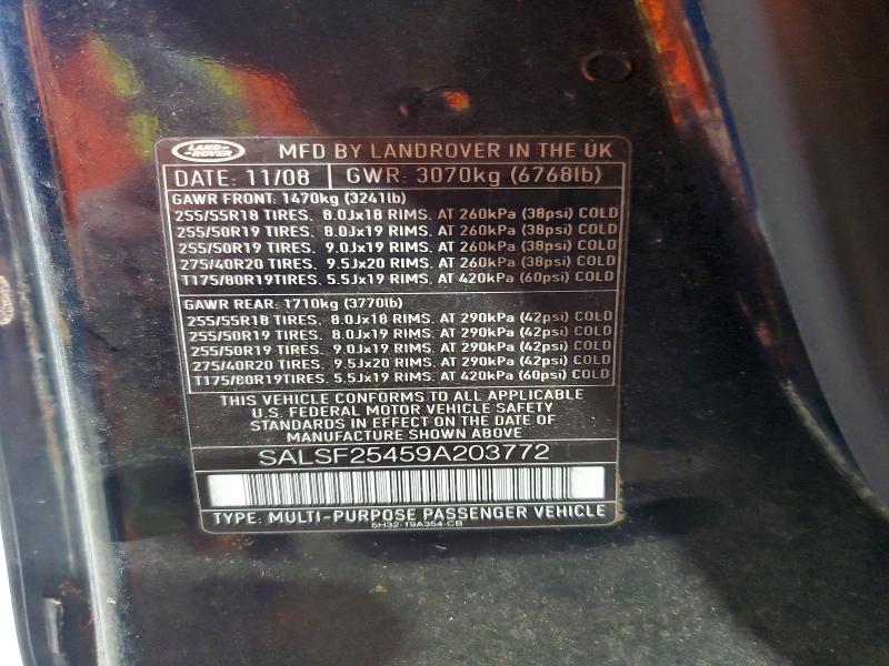 Продаж на аукціоні авто 2009 Land Rover Range Rover Sport, vin: SALSF25459A203772, номер лоту: 69489466