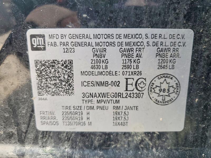 Aukcja sprzedaży 2024 Chevrolet Equinox, vin: 3GNAXWEG0RL243307, numer aukcji: 68641766